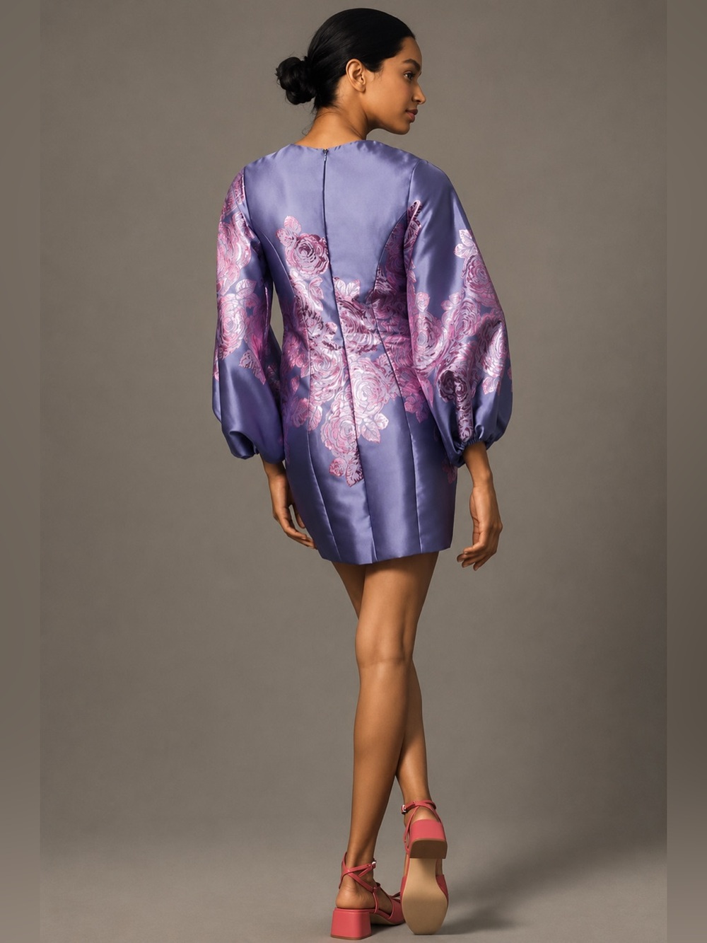 Mac Duggal Floral Print Balloon Sleeve Dress size 4 - Picture 9 of 9